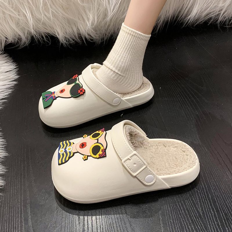 Waterproof Cute Plush Slippers Winter Women's 2025 New Cotton Slippers Flow Winter Home