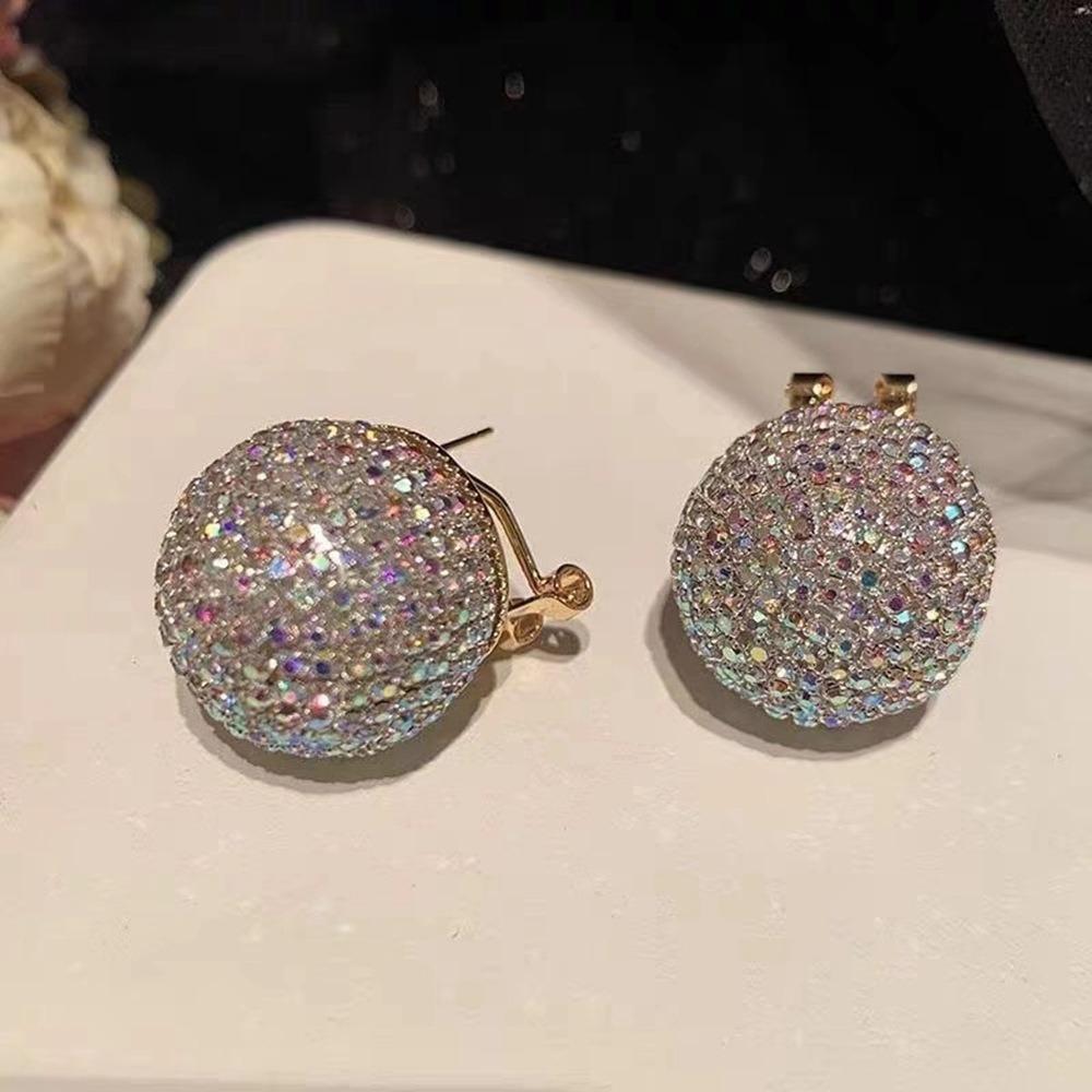 Personality Luxury Sparkle Full Rhinestone Ball Stud Earrings for Women Fashion Banquet Dress Party Jewelry Accessories Gifts