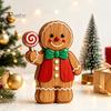Unique Holiday Tabletop Gifts Christmas Gingerbread Man Ornament, Hand Painted Vintage Wooden Retro Style Ornaments Figurine, Rustic Decor for
