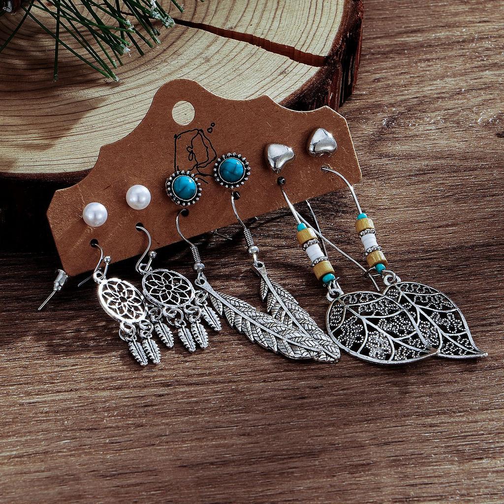 Earring Set, Retro Earrings, Long Fringed Leaves, Ethnic Style Alloy Women's Earrings.