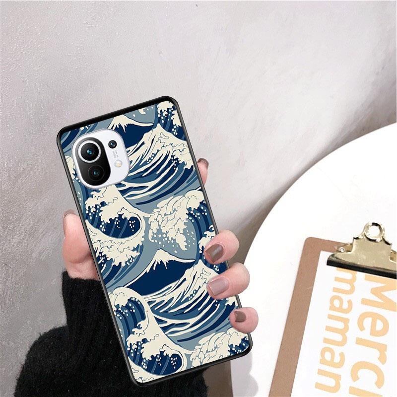 

Волна Луна Искусство Японский Журавль Чехол для Телефона для Xiaomi 12 Mi 10T 11T 11 Pro 10 10T 11 lite 10pro 11Ultra Poco X3 Pro Poco F3 M3 Xiaomi 12