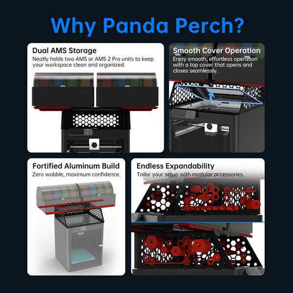 BIQU Panda Perch AMS Bracket Set, Black Aluminum Alloy, High Strength
