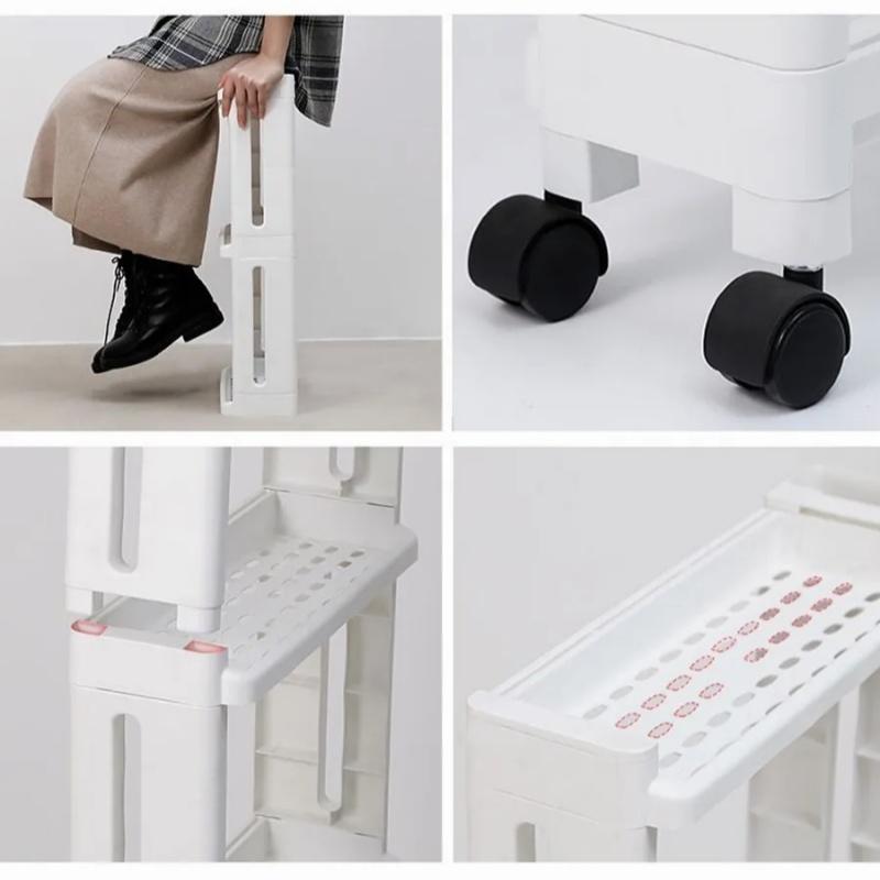 3 Layer Kitchen Bathroom Gap Storage Rack Multi Purpose Rolling Narrow Space Organizer Living Room Study Storage Shelf