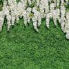 Uflower Artificial Flower Wall Roll-Up Green Grass Fabric Floral Backdrop for Wedding Event Party Decorations Curtain
