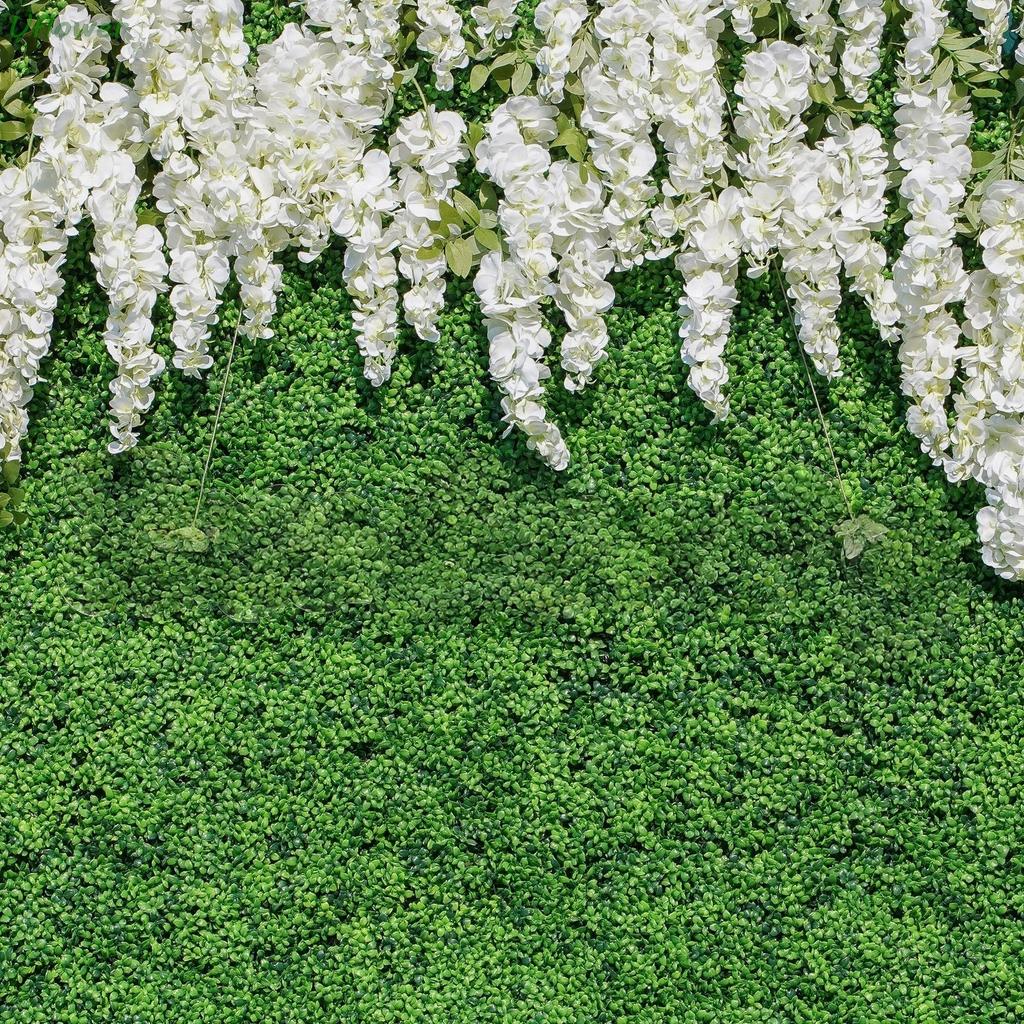 Uflower Artificial Flower Wall Roll-Up Green Grass Fabric Floral Backdrop for Wedding Event Party Decorations Curtain