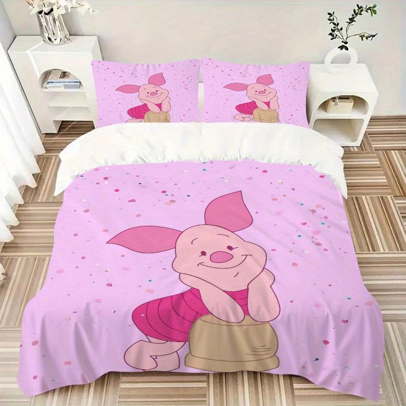3pcs Cute Cartoon Piglet Quilt Cover Set - Soft and Cozy Bedroom, Guest Room and Dorm Decorative Bedding 3-Piece Set 1 Quilt Cover + 2 Pillow Sha