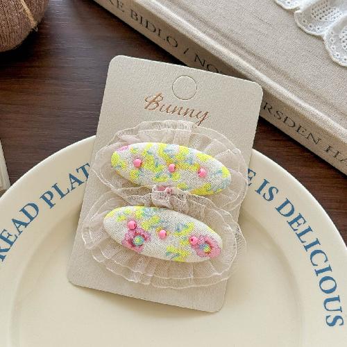 Autumn and Winter Lace Embroidery Bow Children's Hairpin Cute Girl Hair Ring Head Rope Girl Headdress Hair Accessories