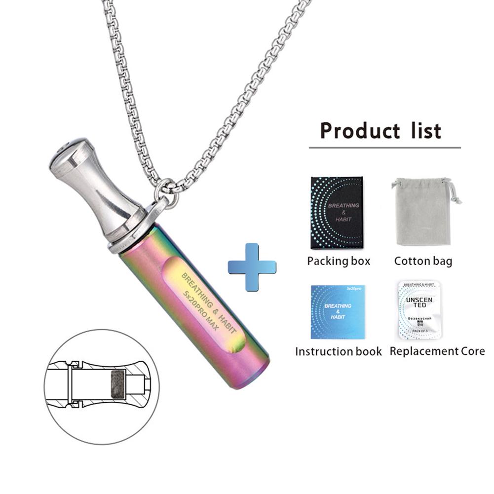 Mindfulness Breathing Necklace Stop Smoking Aids Fidget Round Mouth Anti Vaping Necklace for Natural Calm & Stress Relief