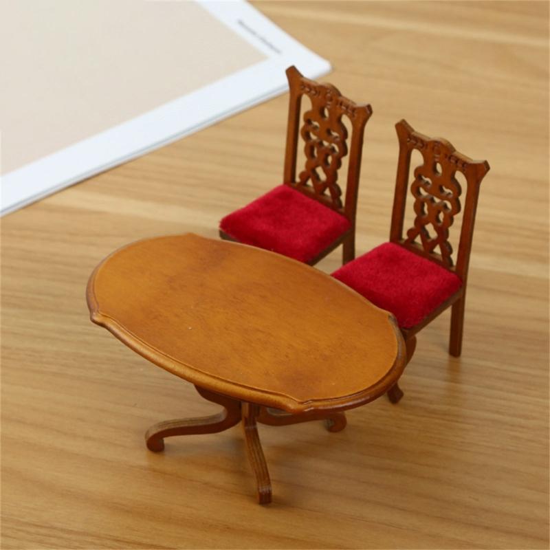 Doll House Chair Table Model Dining Set Realistic Table Dollhouses Chair Realistic Play Chair Realistic 1:12 Model Toy