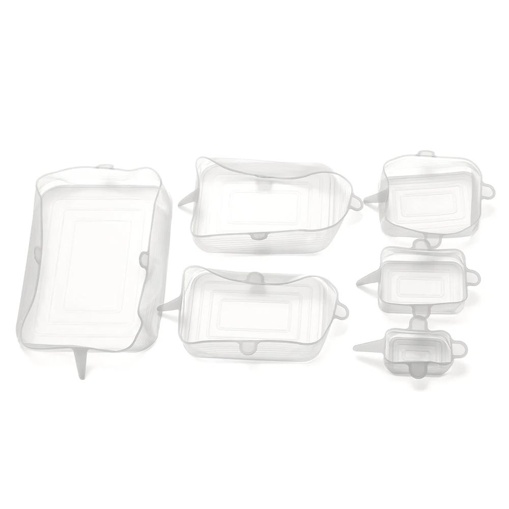 

6Pcs Food Grade Silicone Stretch Lids Kitchen Tools Accessories Reusable Food Wrap Sealed Cover Keep Fresh Stretchy Bowl Cover