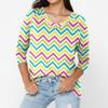 Women's Long Sleeve Plunger Sleeve Easter Print Casual Top T-Shirt