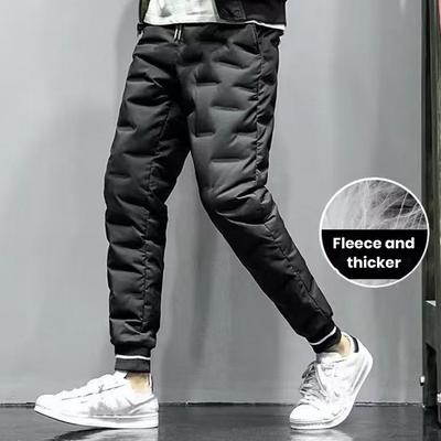 Down Padded Men's Pants Drawstring Warm Padded Sweatpants Loose Jogging Pants Thickened Warm Cotton Pants Thermal Down Trousers