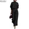 ZANZEA Women Long Sleeve Pullover Tops and Pants Autumn Two Piece Suit Sets