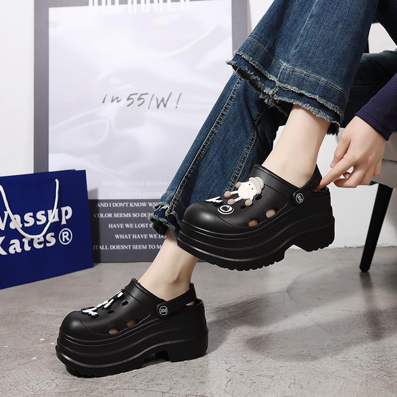 Lucyever 2024 Diy Hole Garden Shoes for Women Slippers Summer 2024 Soft Chunky Platform Sandals Woman Non Slip Beach Slippers