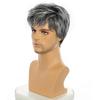 Men's Fashion Textured Straight Wig, Gradient Grey High-Temperature Fiber Hairpiece