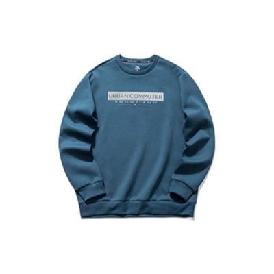 Solid Color Logo Print Pullover Round Neck Long Sleeve T-Shirt Men Tops Blue 152117721-4
