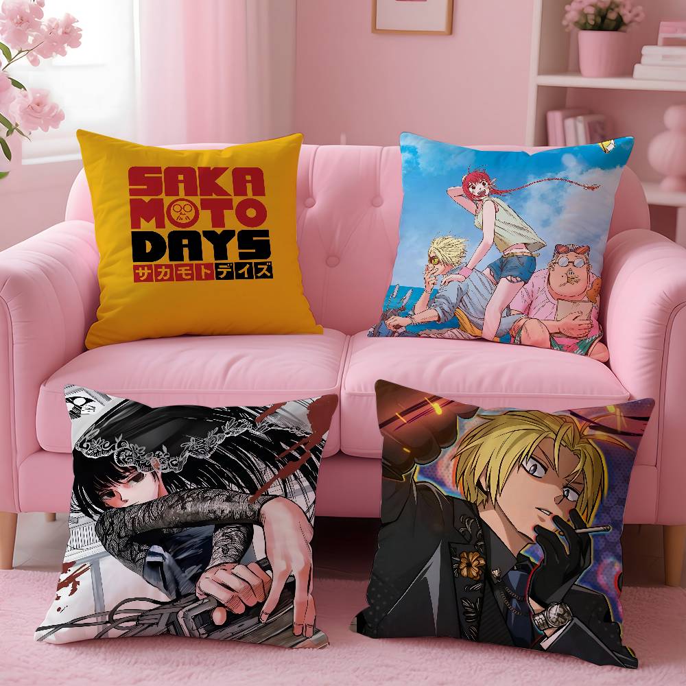 Classic Anime S-Sakamoto Days Pillow Case Anti-Dustmite Pillowcase Invisible Zipper Silky Short Plush Sofa Cushion Cover