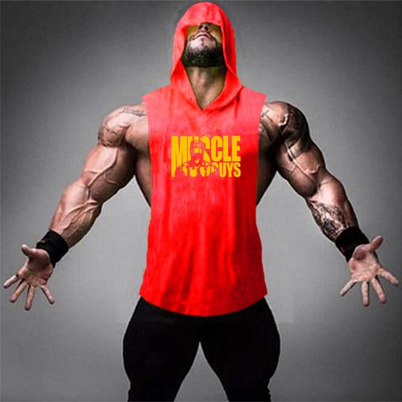 Summer Hooded Short Sleeve Men's Casual Fitness Tank Top Simple and Handsome Street Wear