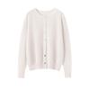 Women's Pure Cashmere Round Neck Cardigan - Autumn/Winter Loose Fit, Solid Color Knitted Sweater Coat