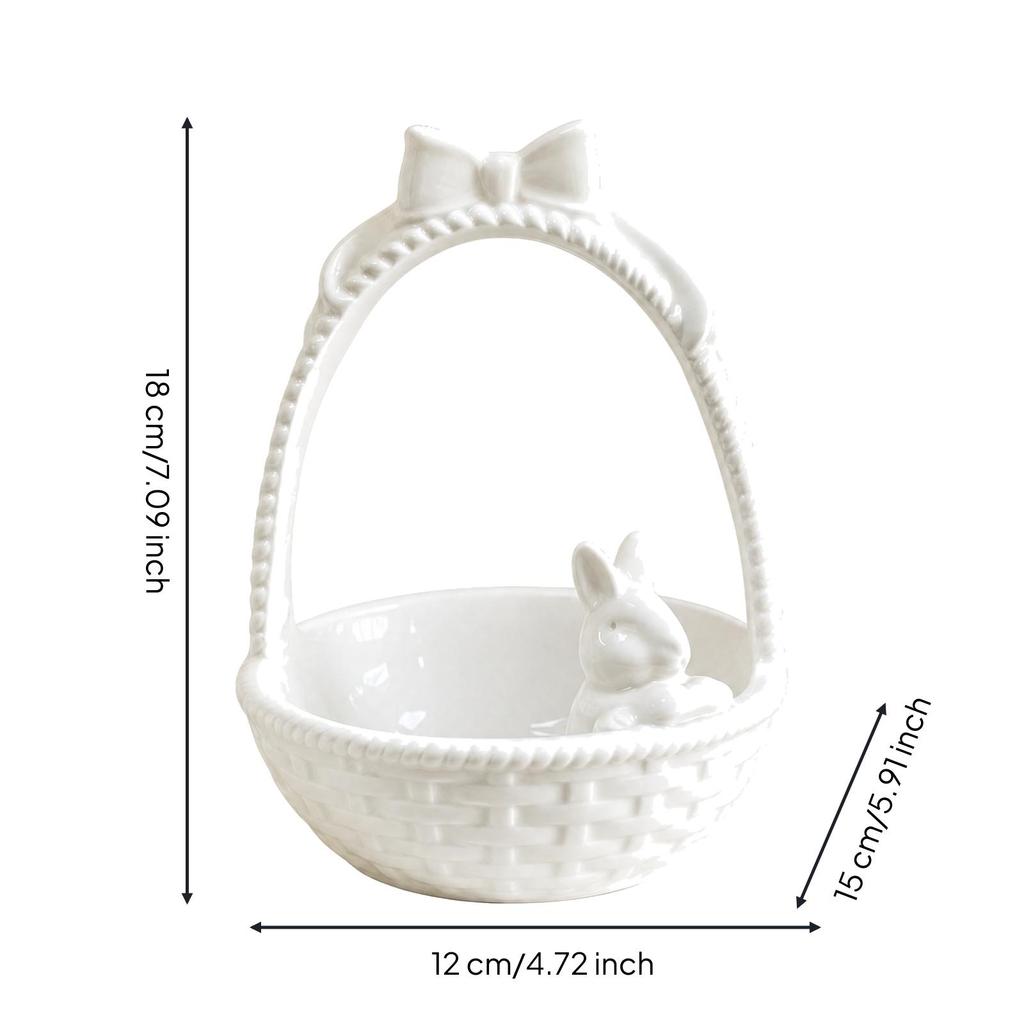 Rabbit Ceramic Storage Basket Compact for Shelf