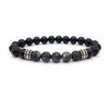 Mens Geometric Black Obsidian Copper Micro Zircon Bracelet With Elastic Fit For Fashion Accessory