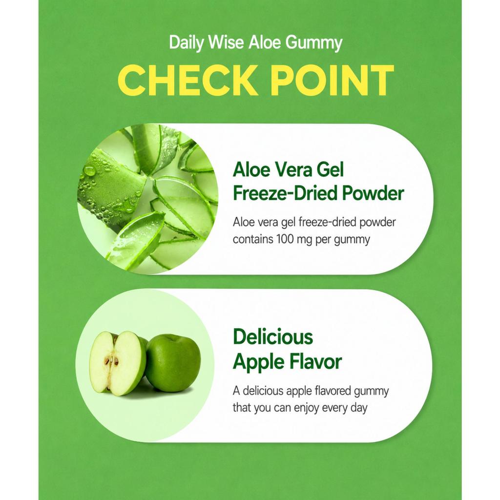 Chong Kun Dang Dailywise Aloe Extract Gummy refreshing apple flavor 5-Pack Bundle