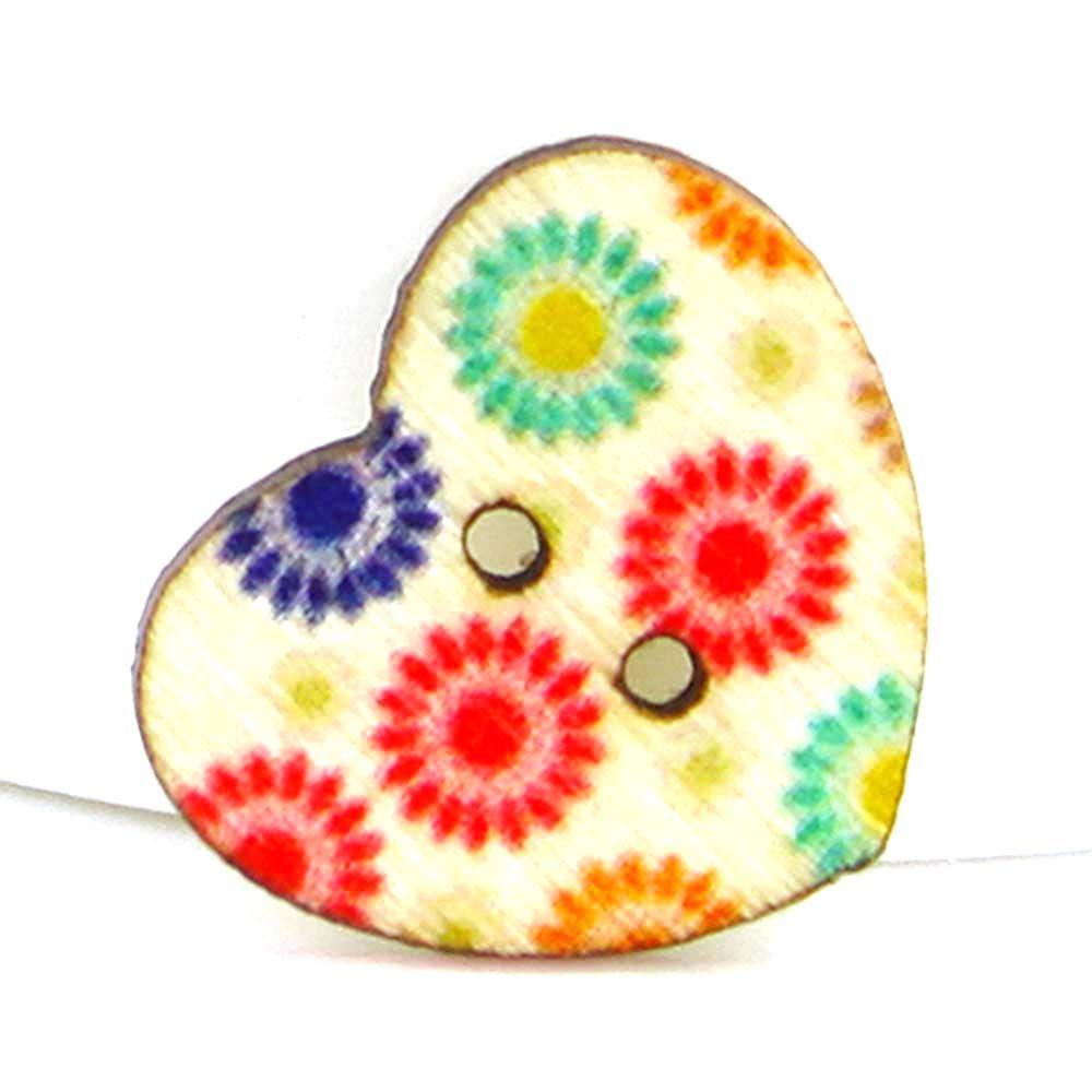 Crafts Arts Scrapbooking Decoration Apparel Sewing Wood Button Sewing Buttons Heart Shape Button