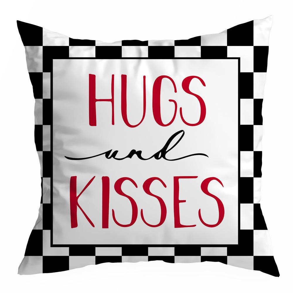 Valentine's Day Pillowcase, Peach Skin Velvet Heart Print Home Fabric Sofa Pillow, Car Waist and Back Cushion Cover