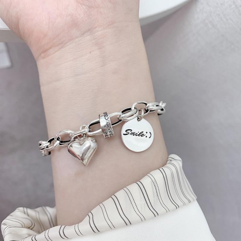New Silver Love Adjustable Bracelet for Women Girl Elegant Vintage Geometric Lucky Punk Jewelry Bracelet Party Birthday Gifts