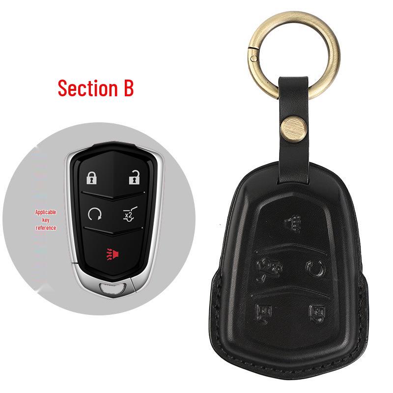 Genuine Leather Key Case for Cadillac CT5/CT4/XT6 - Premium Cowhide Key Holder