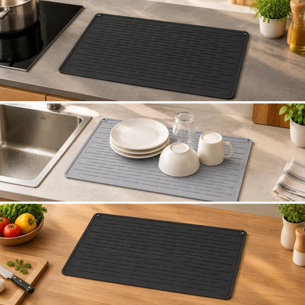 Food-Grade Silicone Kitchen Mat Perforated Induction Cooktop Cover Wipe-Clean