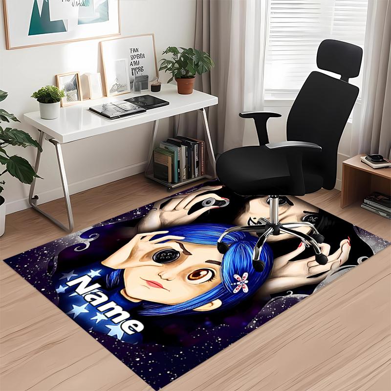 Custom Name Coraline Printed Carpet, for Office Chair Living Room Bedroom Kitchen Room Decor Gifts.