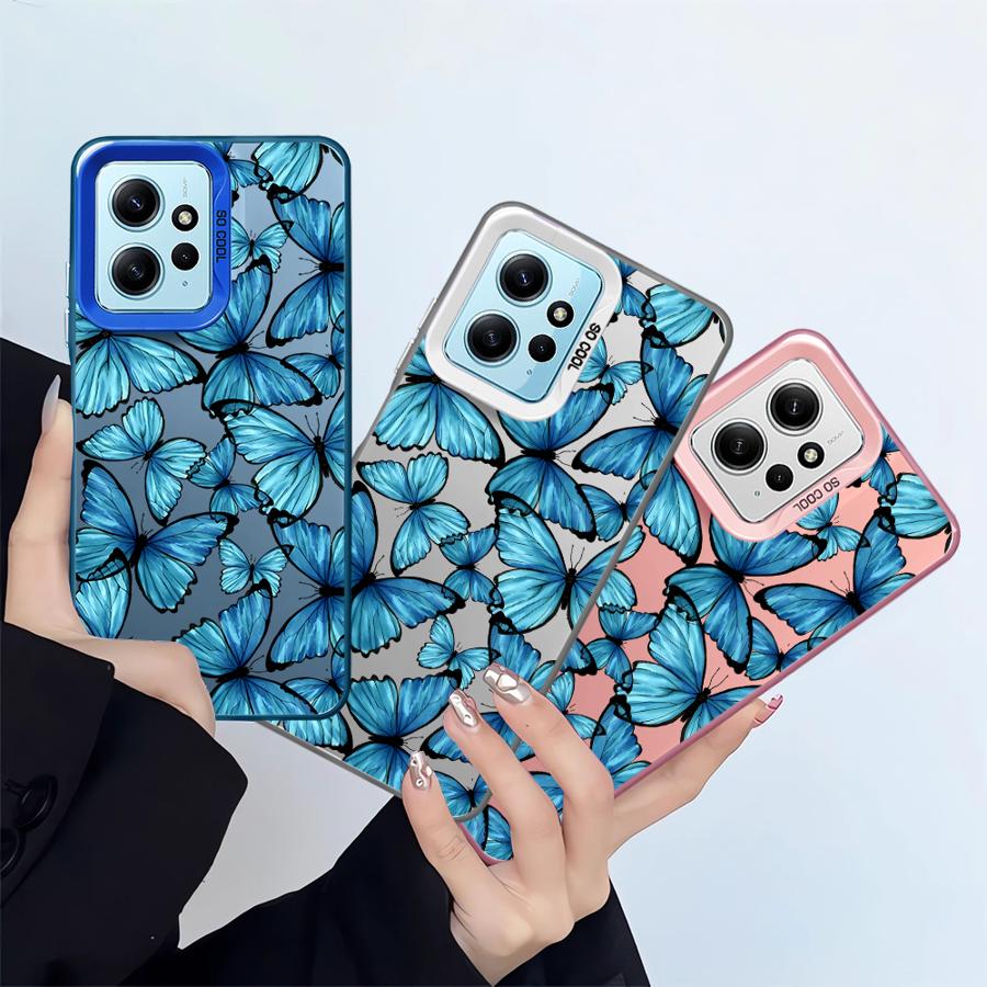 Case for Xiaomi Redmi Note 10Lite 10s 14 13 Pro Plus 12s 9s 11s 13 12 11 Pro Soft Shell Beautiful Blue Butterfly