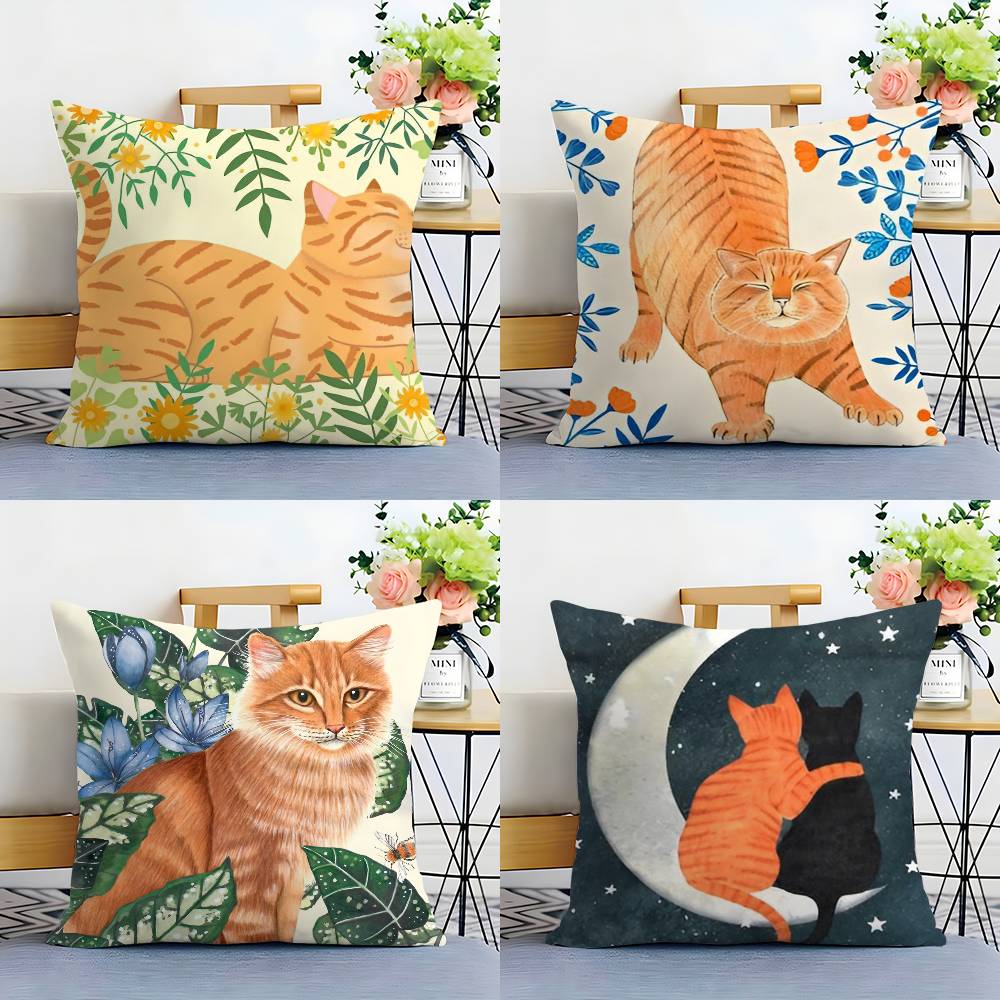 Anime Kwaii Plant CatS Pillow Case Plush Fabric Soft Double Sided Print Home Sofa High Quality Cushion Cover Throw