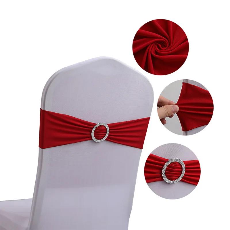 10/50 Pcs Polyester Spandex Chair Sashes Bands Stretch Chair Ties Bows with Buckle Slider for Wedding Banquet Party Decoration