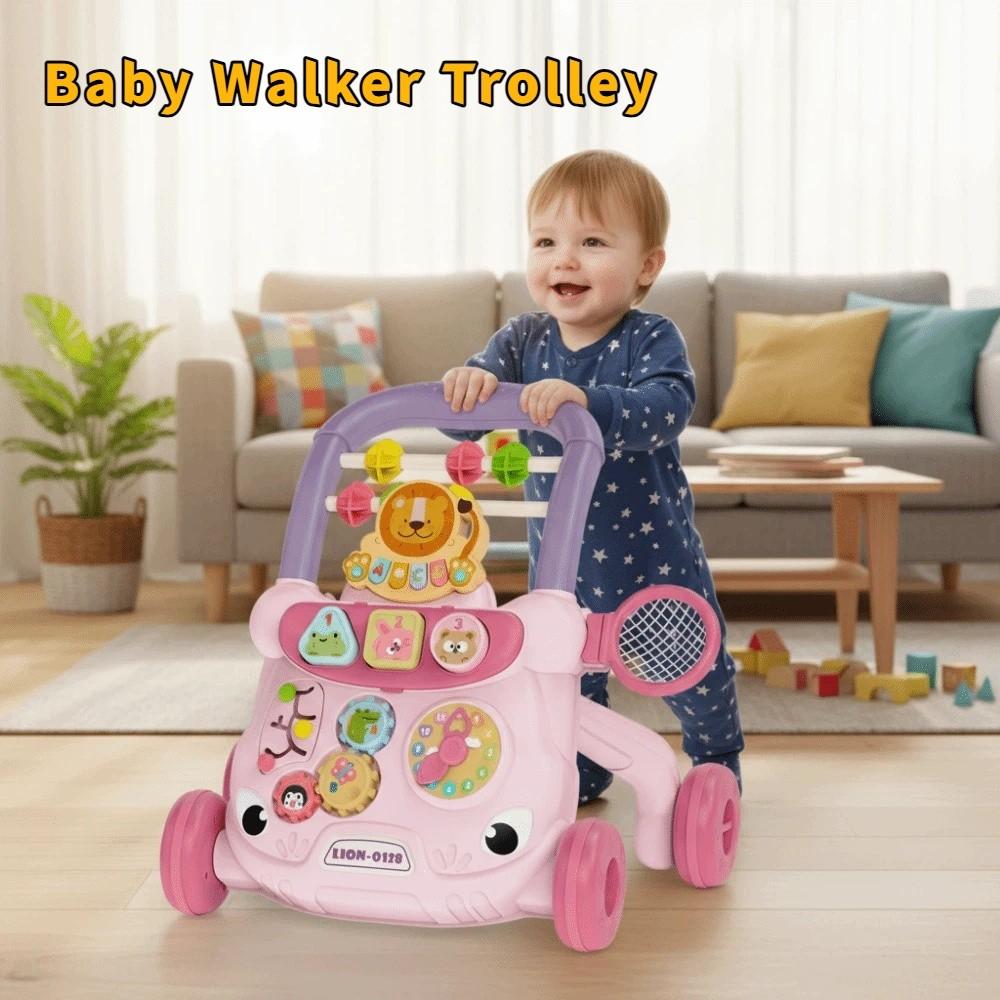 Anti Rollover Musical Baby Push Walker Sliding Walking Toy Toddler Trolley  Early Education