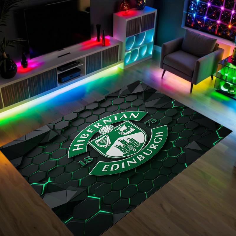 Hibernian FC Design Crystal Velvet Carpet Cozy Non?Slip Printed Rug For Bedroom Living Room Entrance