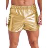 Mens Metallic Booty Shorts Shiny Elastic Waist Slim Fit Hot Pants Side Pockets Nightclub Shorts