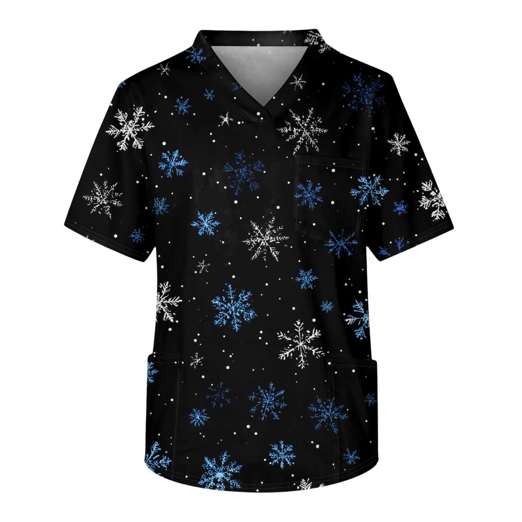 Men's Casual Short-Sleeved V-Neck Printed Front Pocket Top