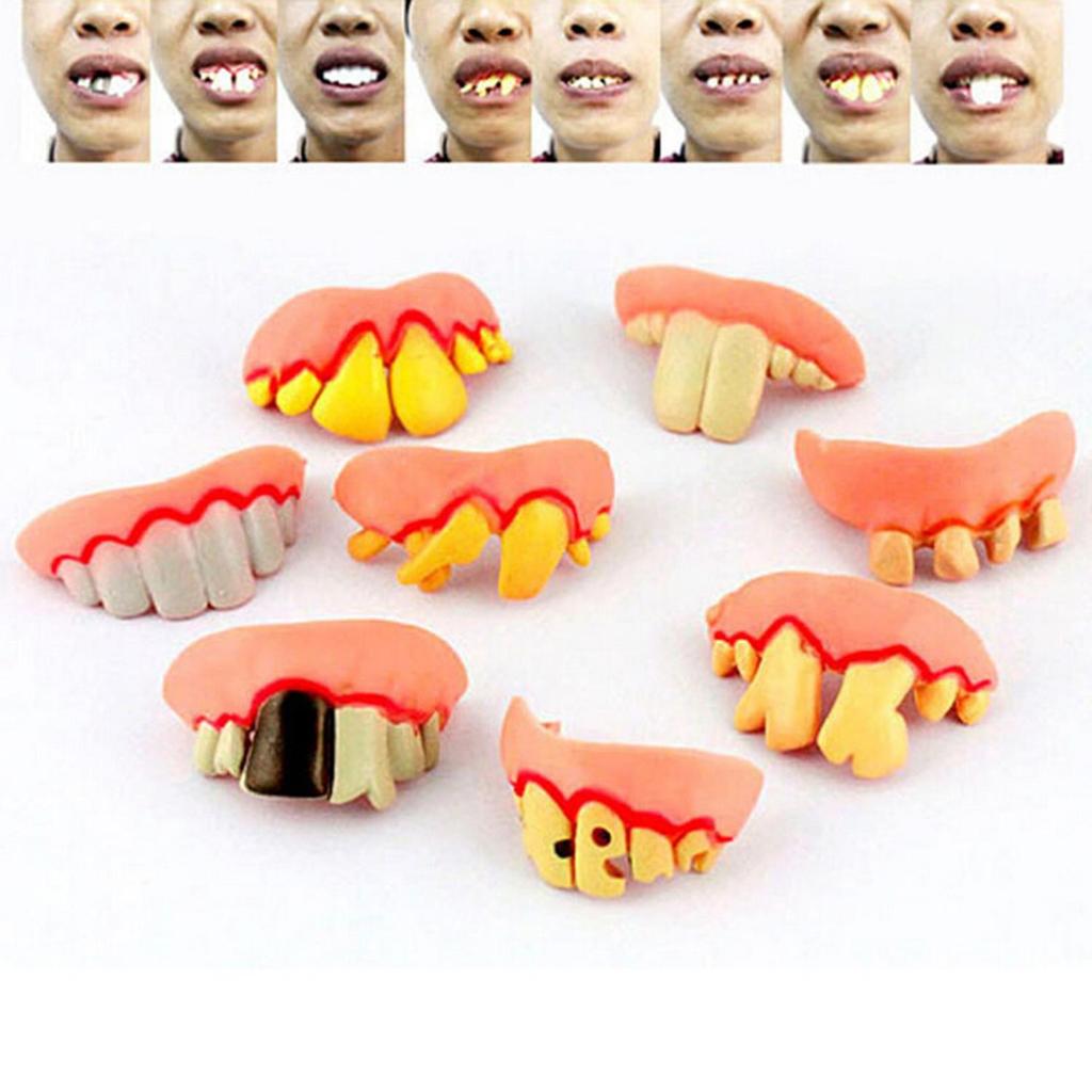 1 Pair Funny Fake Teeth Fangs Cosplay Costume Acssory Party Supplies Halloween Cosplay Humorous Dentures April Fool's Day Gift