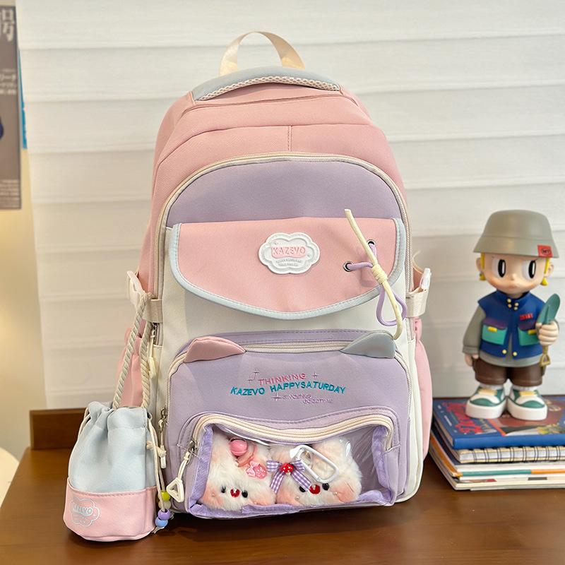Schoolbag Wholesale Cute Cat Junior High School Student Large Capacity Schoolbag High Value Student Backpack College Girl Pain Bag Baby Bag