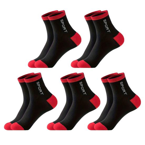 5 Pairs Men's Crew Socks Moisture-Wicking Athletic Socks Soft Breathable