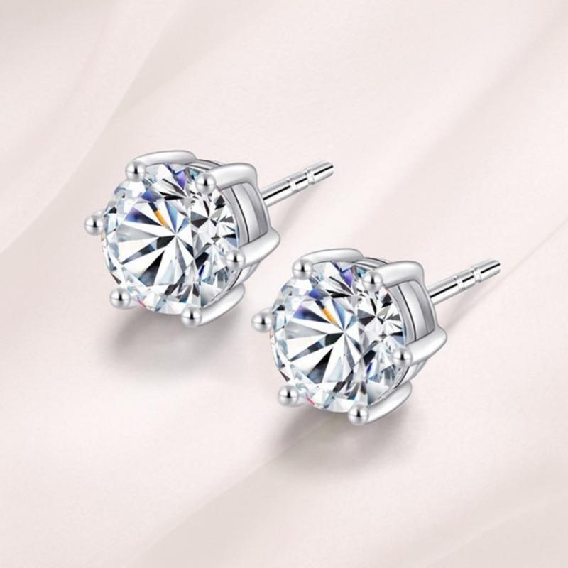 Korean Style Minimalist Fashion Six Claw Zircon Crown Stud Earrings For Women