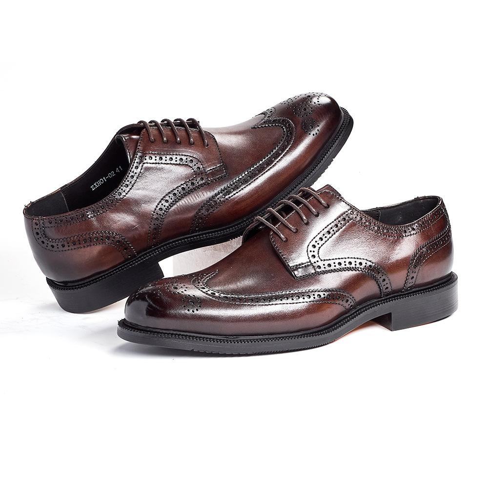 Spring British Style Men'S Leather Shoes Men'S Pointed Leather Shoes Casual Brock Men'S Shoes Business Large Size Leather Shoes