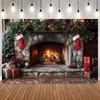 Christmas Indoor Photography Background Fireplace Gifts Socks Xmas Tree Interior Party Birthday Home Decor Photo Backdrop Studio17