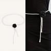 Fashion Pearl Waist Chain With Camellia Flower Decor Women Accessory Dress