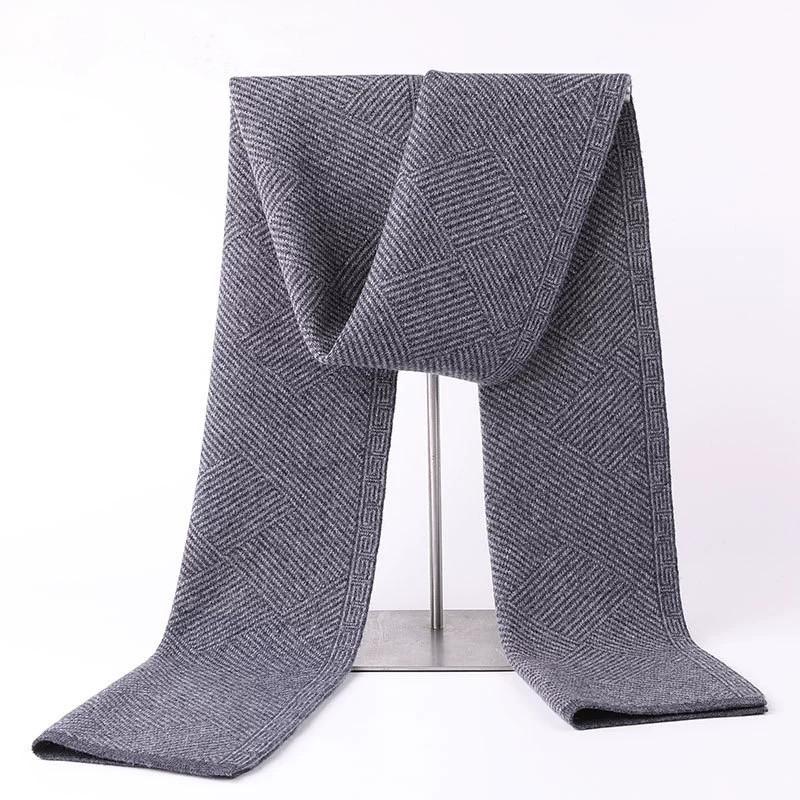 100% Pure Wool Men'S Scarf - Autumn Winter Thickened Knit Warm Versatile Gentleman Scarf Gift