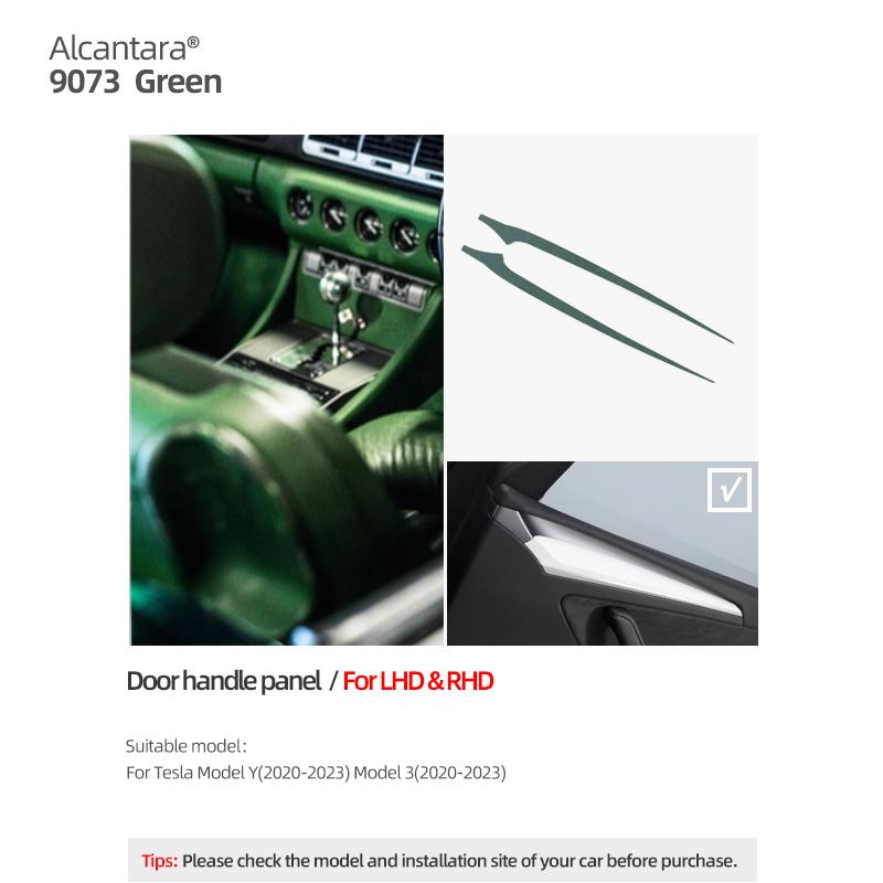 Betterhumz For Tesla Model Y Model 3 Car Door Handle Side Trim Armrest Strip Made of Alcantara Cover Interior Decor Accessories