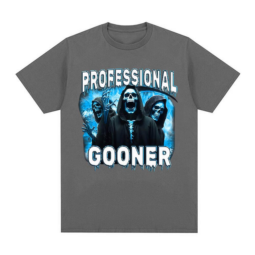 Professional Gooner Offensive Funny Skeleton Meme T Shirts Goon Sexual Joke Party Summer T-shirts Unisex Fashion Cotton Tees