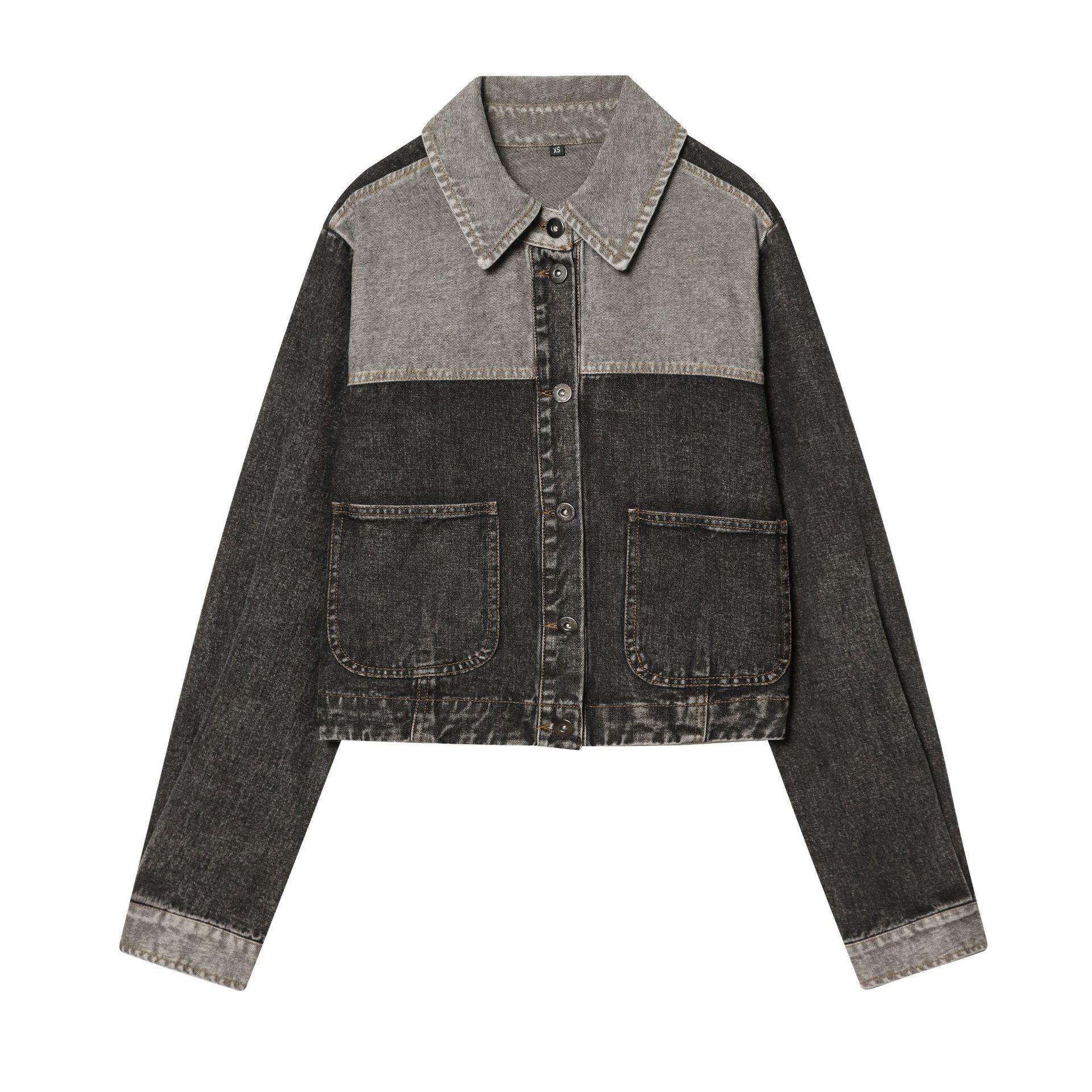 Женская американская ретро свободная стираная джинсовая куртка 2026 Extra Small